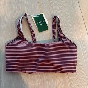 HALARA Maroon and White Striped Top